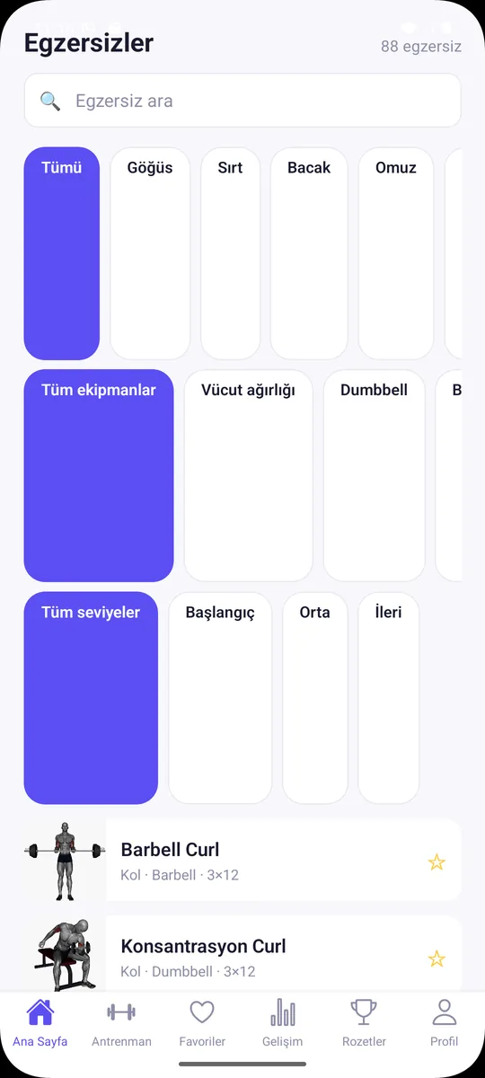 88 egzersiz kataloğu